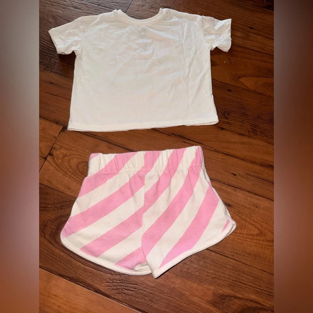 Like New Girls Ford Bronco Graphic Tee & Shorts Set Pink White Size 3T - Picture 4 of 5